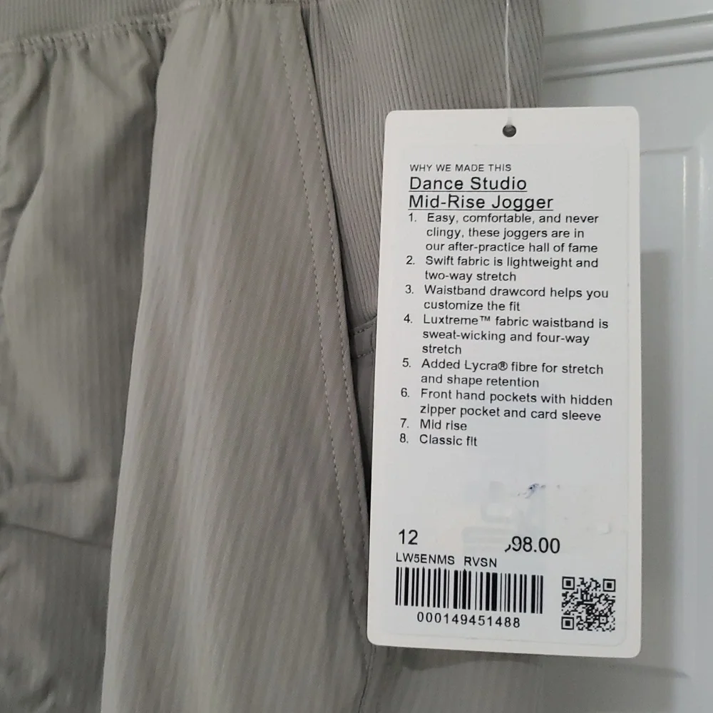 NWT Lululemon Dance Studio Mid-Rise Joggers Sz 12 Riverstone - Picture 5 of 5